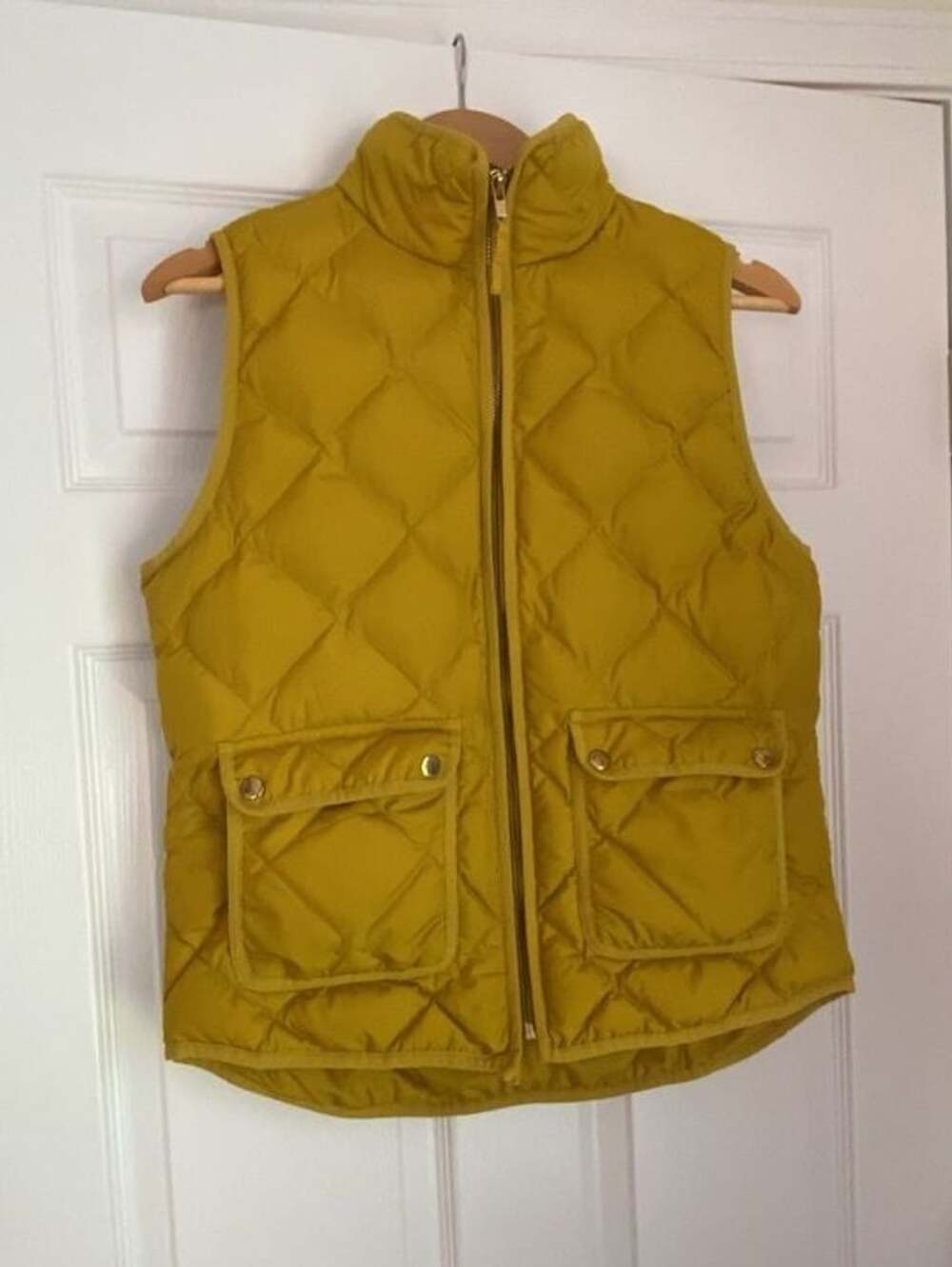 J.Crew Excursion Quilted Down Vest Size S Yellow Puffer Sleeveless Jacket